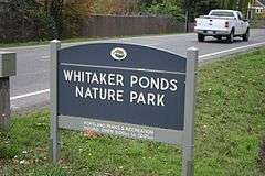 The sign for Whitaker Ponds Nature Park