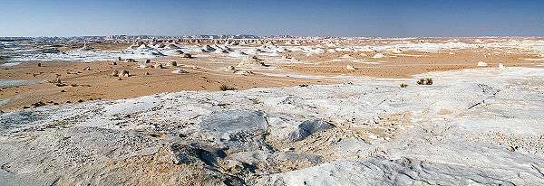 Panorama of the White Desert in Egypt