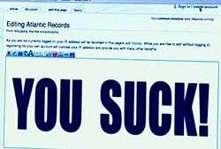 "Weird Al" Yankovic edits Atlantic Records' page to read "YOU SUCK!"