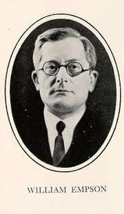Formal portrait of William Empson, clean-shaven, wearing eyeglasses and dressed in a coat and tie