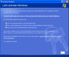 The Activation Wizard in Windows XP