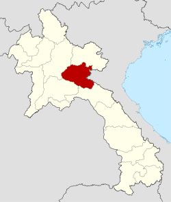 Map showing location of Xiangkhouang Province in Laos