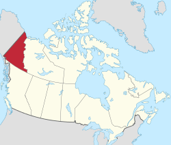 Map of Canada with Yukon highlighted in red