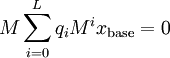 M \sum_{i=0}^L q_i M^i x_{\mathrm {base}} = 0
