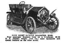 Jonz Automobile Light 2-Cycle Roadster catalog listing, from "Motor Age", 1911