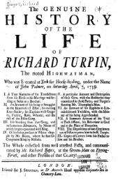Title page of a book, headed "The Genuine HISTORY of the LIFE of RICHARD TURPIN"