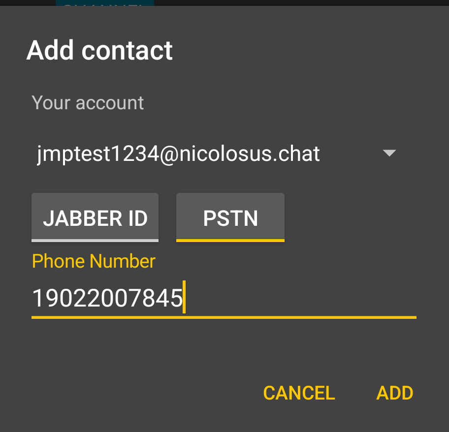 PSTN Contact Dialog