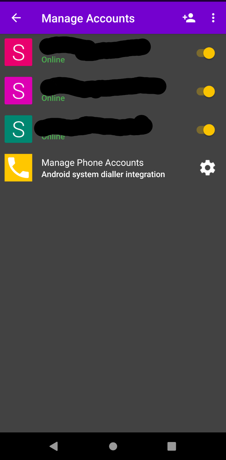 Manage Accounts Screen