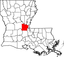 Map of Louisiana highlighting Avoyelles Parish