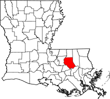 State map highlighting Livingston Parish