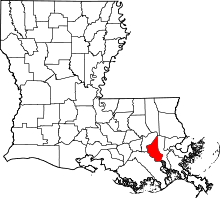 Map of Louisiana highlighting Saint Charles Parish