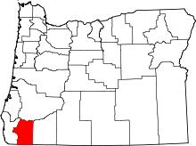 Map of Oregon highlighting Josephine County