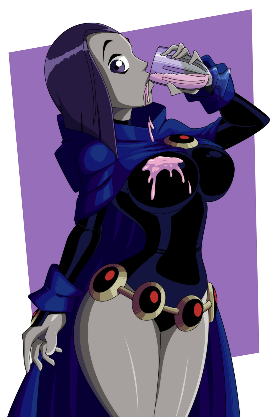 Raven drinks a milkshake.